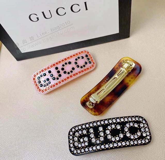 GUCCi飾品 古馳雙G彩色字母水晶鑽髮夾頂夾 Gucci馬尾夾  zgbq1139